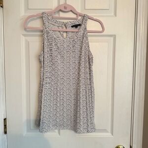 Adrianna Papell Womens Black White Ditsy Print Keyhole Neck Sleeveless Top Med.